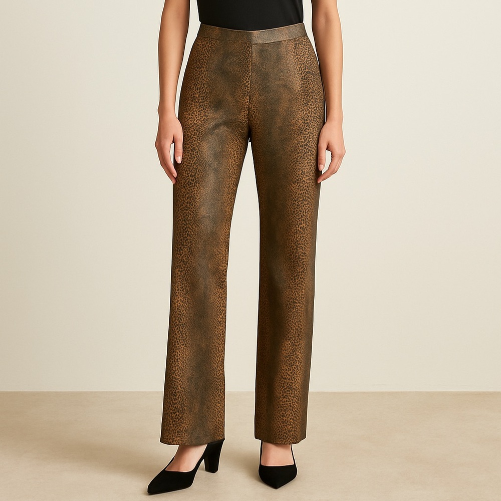 Leopard Print Wide-Leg Pants